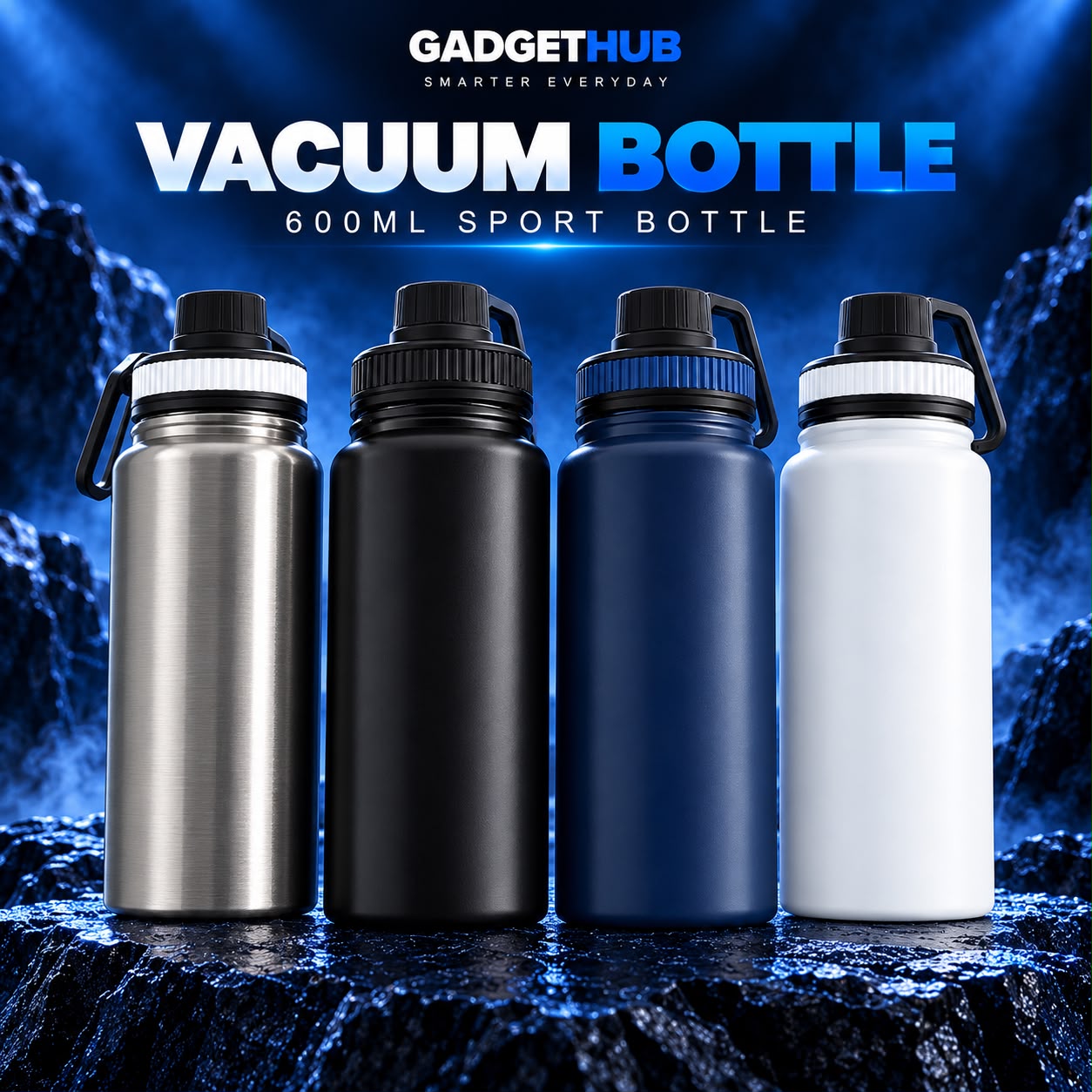 600ML Stainless Steel Vacuum Sport Bottle – Double-Wall Insulated with Tea Filter & Carry Handle