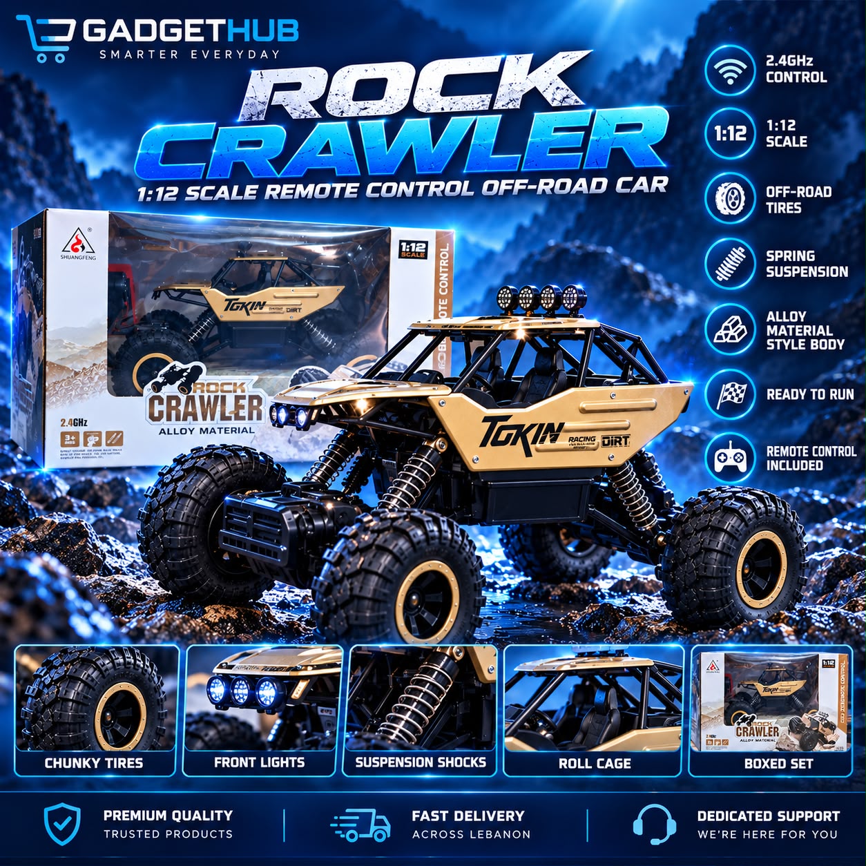 Tokin 1:12 Scale 4WD Rock Crawler – 2.4GHz Remote Control Off-Road Truck