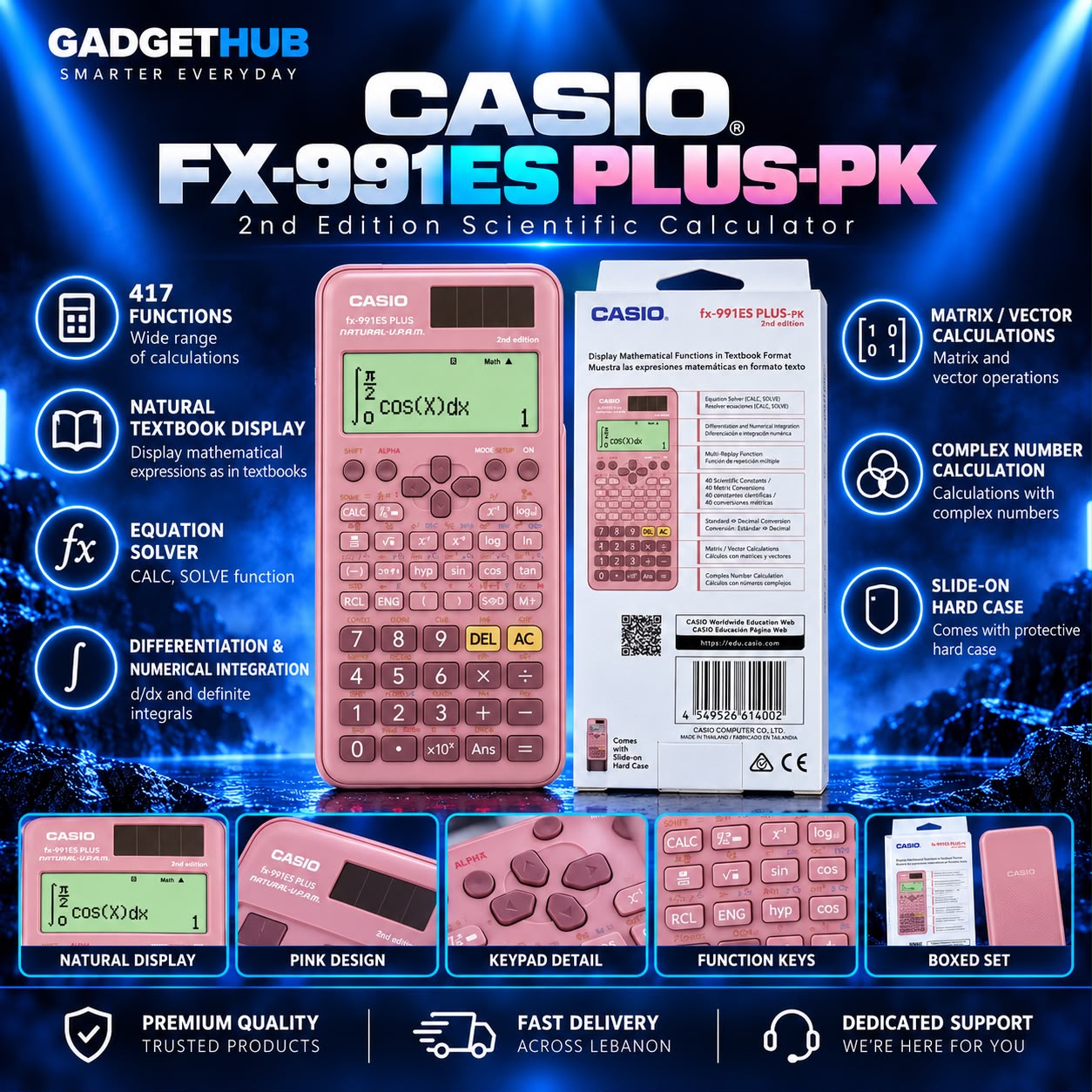 Casio fx-991ES PLUS 2nd Edition Scientific Calculator – Pink, 417 Functions