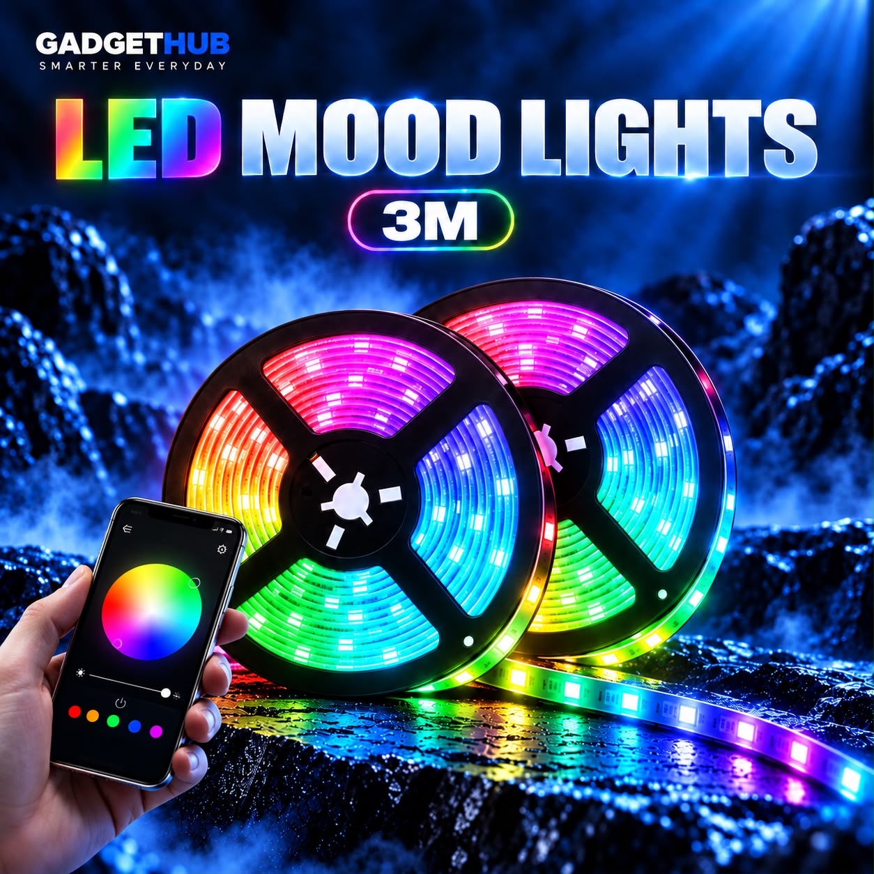 3M Smart RGB LED Mood Light Strip – App Control, Music Sync & USB Power
