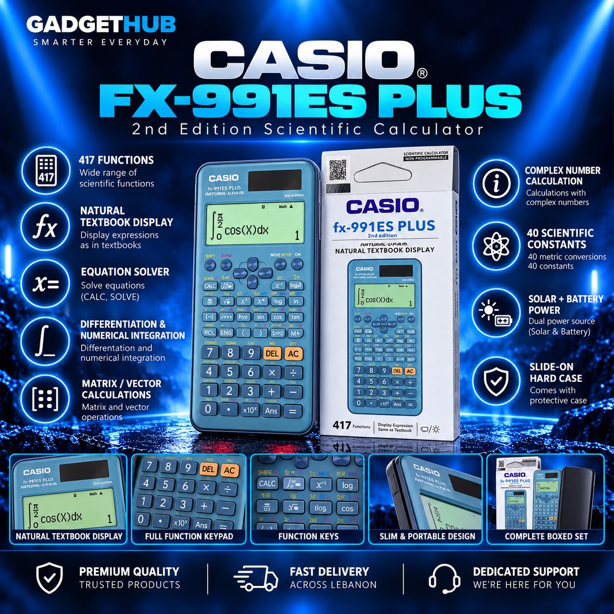 Casio fx-991ES PLUS 2nd Edition Scientific Calculator – Blue, 417 Functions