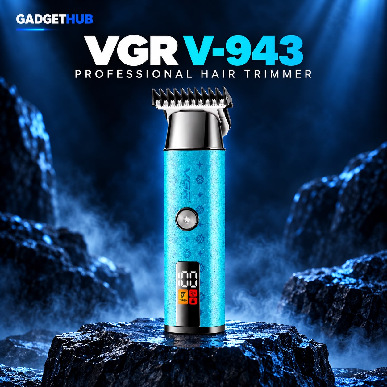 VGR V-943 Professional Rechargeable Hair Trimmer – Digital Display & Turbo Mode
