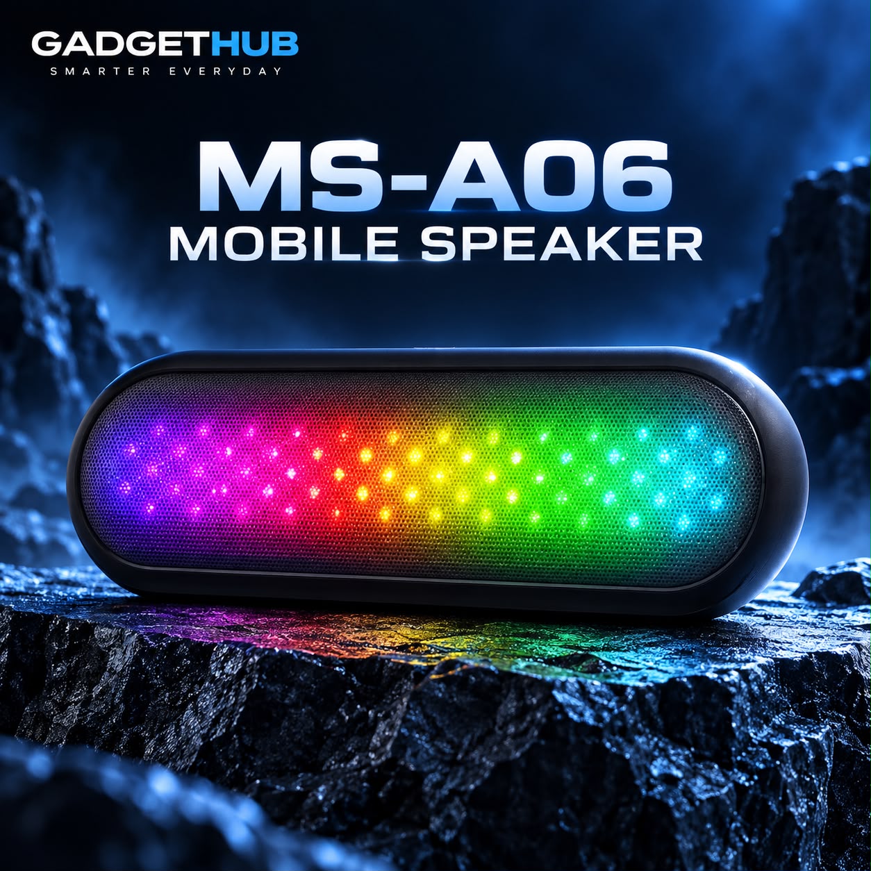 MS-A06 Portable Bluetooth Speaker with RGB Lights, FM Radio, USB & TWS