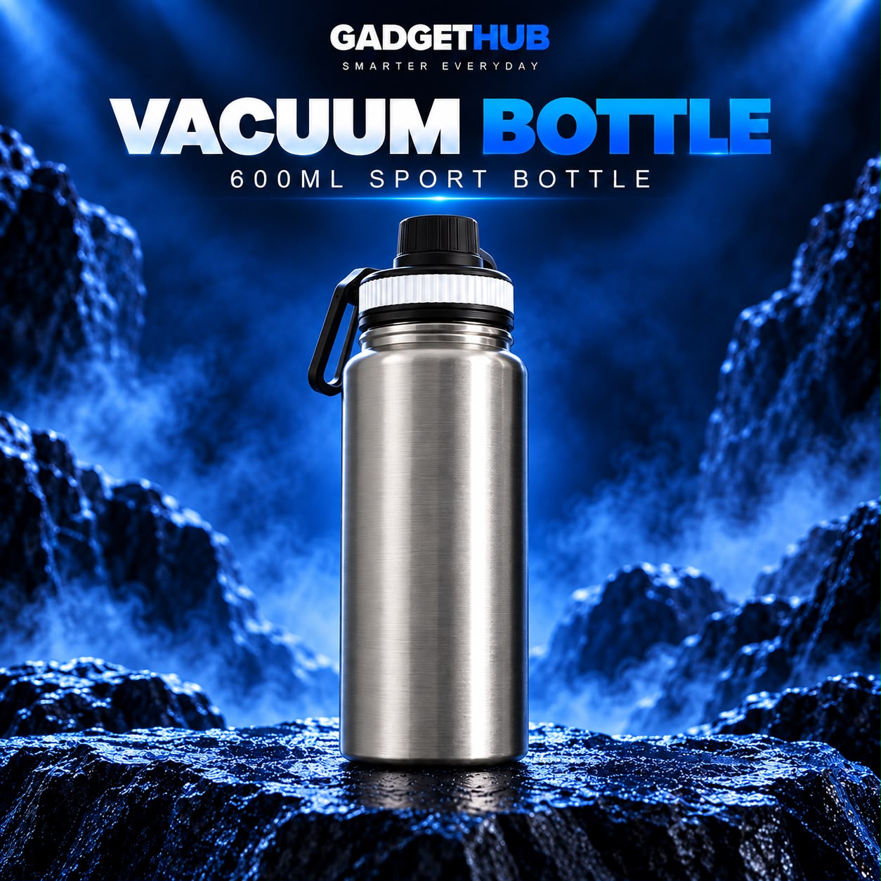 600ML Stainless Steel Vacuum Sport Bottle – Double-Wall Insulated with Tea Filter & Carry Handle