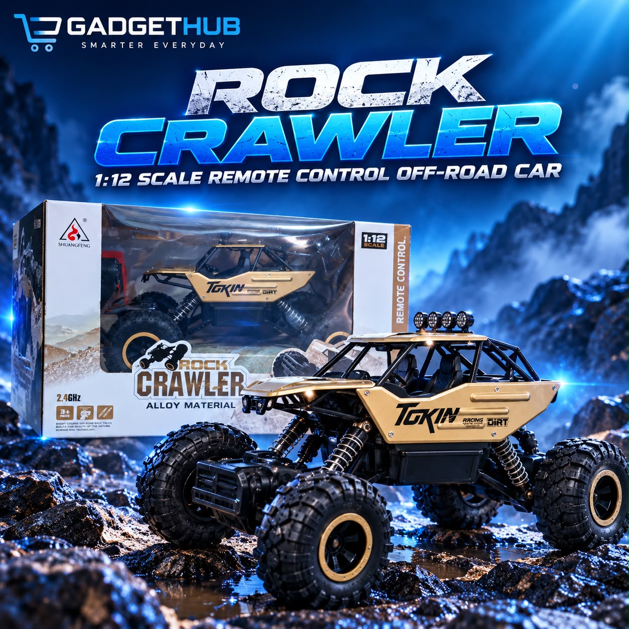 Tokin 1:12 Scale 4WD Rock Crawler – 2.4GHz Remote Control Off-Road Truck