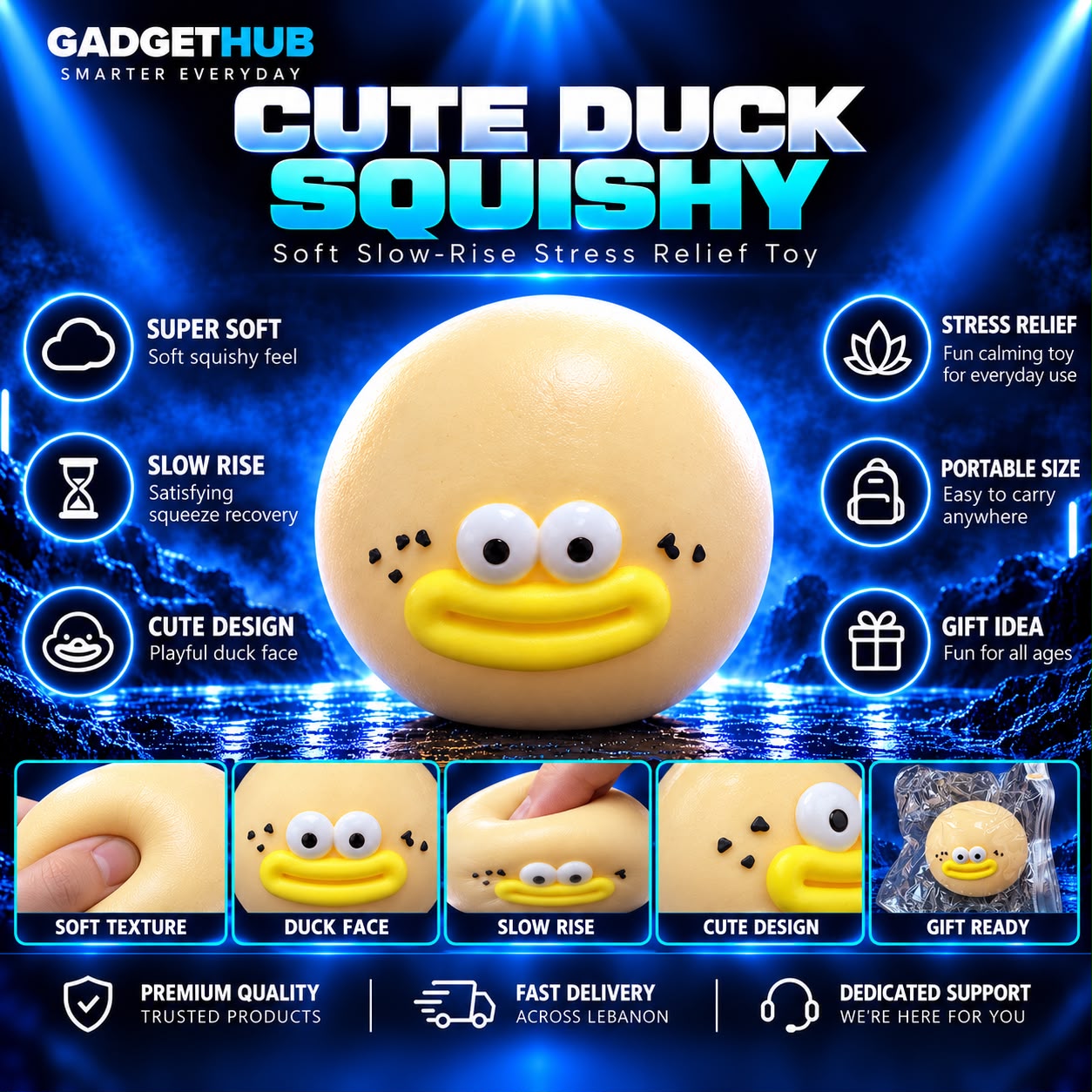 Cute Duck Squishy – Soft Slow-Rise Stress Relief Toy