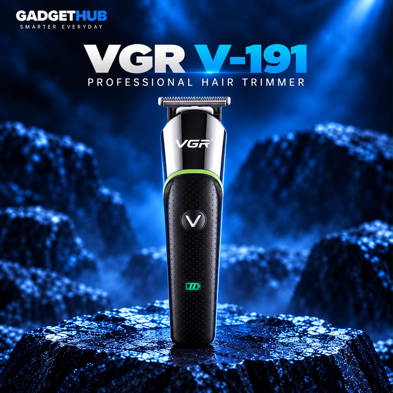 VGR V-191 Professional Rechargeable Hair & Beard Trimmer – 4 Guide Combs & Type-C Charging